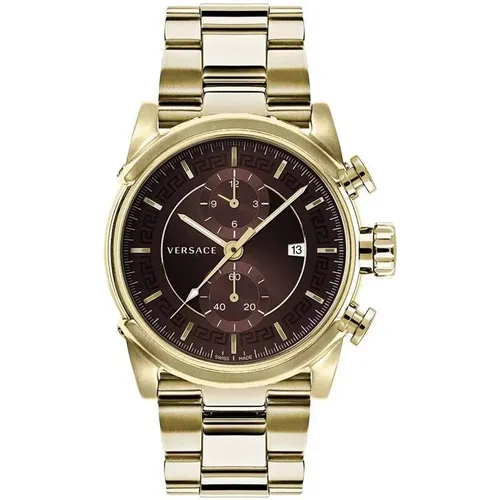 Chrono Urban Men's Watch Gold Stainless Steel Brown Dial , male, Sizes: ONE SIZE - Versace - Modalova