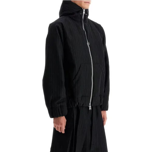 Kapuzenwolle Gessato Jacke Sacai - Sacai - Modalova