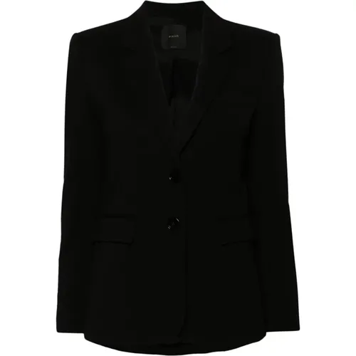 Schwarze Jacke mit Revers , Damen, Größe: 2XS - pinko - Modalova