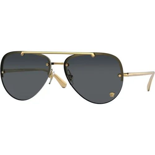 Glam Medusa Sunglasses Gold Dark Grey , female, Sizes: 60 MM - Versace - Modalova