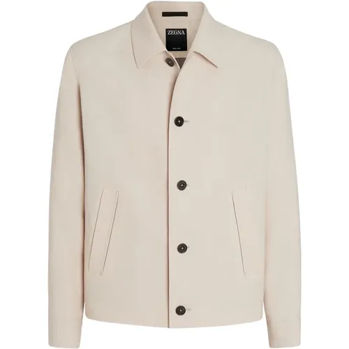 Linen Jacket with Button Closure Pockets , male, Sizes: M, XL, 2XL - Ermenegildo Zegna - Modalova