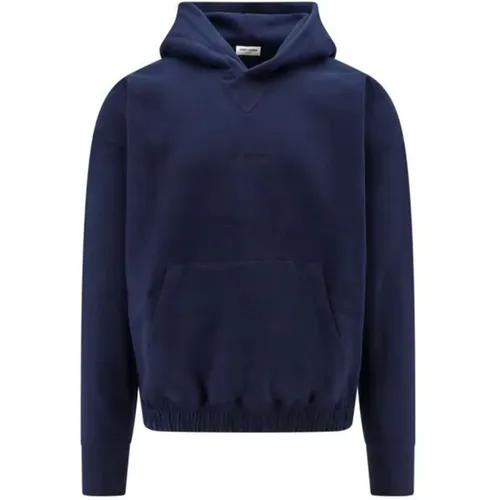 Blaues Baumwollfleece Sweatshirt Aw24 - Saint Laurent - Modalova