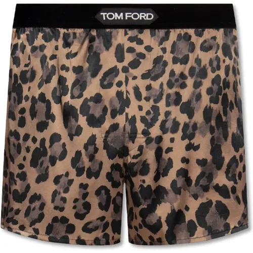 Seidenboxershorts mit Logo , Herren, Größe: L - Tom Ford - Modalova