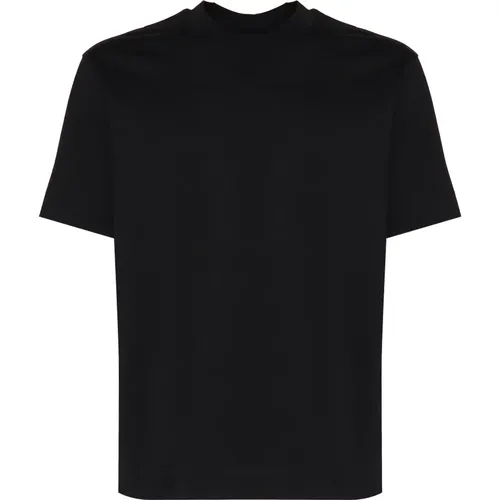 Schwarzes Baumwoll-T-Shirt Rundhals Kurzarm , Herren, Größe: M - Emporio Armani - Modalova