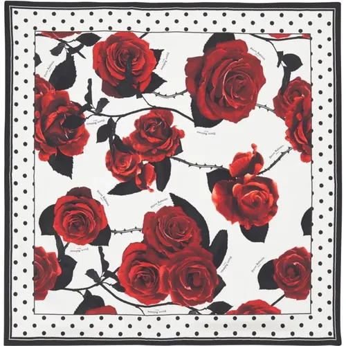 Quadratisches Seidentuch mit Roses- und Polka Dots-Print - Balmain - Modalova