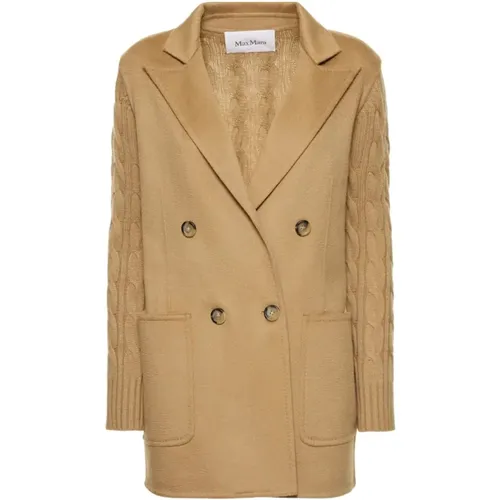 Camel Wool and Cashmere Double-Breasted Jacket , female, Sizes: S, M - Max Mara - Modalova