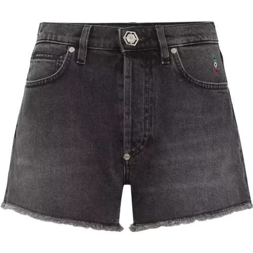 Schwarze Hot Pants Shorts , Damen, Größe: W27 - Philipp Plein - Modalova