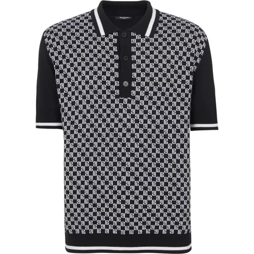 Ini monogram polo shirt , male, Sizes: L, M, XL, 2XL - Balmain - Modalova