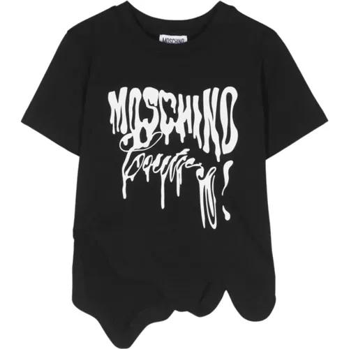 Schwarzes Kinder-T-Shirt mit Logo-Druck - Moschino - Modalova