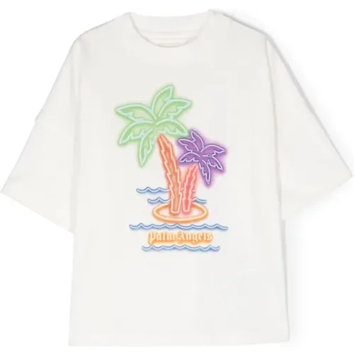 Weiße T-Shirts und Polos mit Palm Tree Print - Palm Angels - Modalova