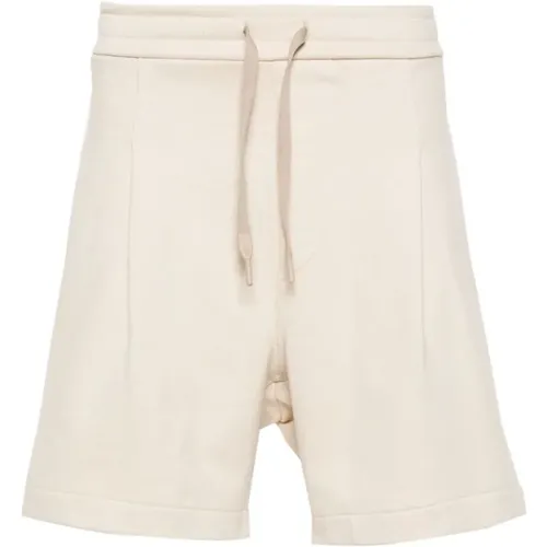 Kurze cremeweiße Baumwoll-Jersey-Shorts , Herren, Größe: L - A Paper Kid - Modalova