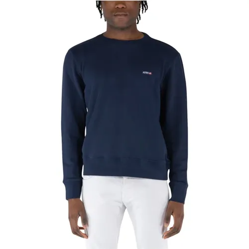 Casual Crewneck Sweater,Baumwollpullover für Herren,Sweatshirts,Sweatshirt mit Logo Label aus Baumwoll-French-Terry - Autry - Modalova