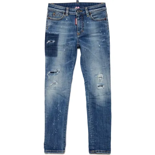 Schattierte blaue Skinny Jeans mit Rissen - Twiggy - Dsquared2 - Modalova