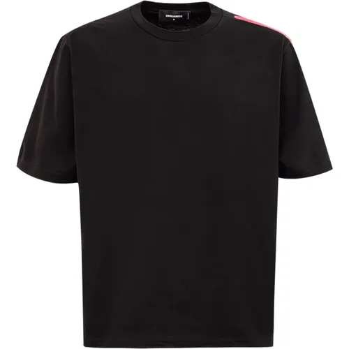 Schwarzes Baumwoll Logo T-Shirt , Herren, Größe: M - Dsquared2 - Modalova