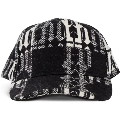 Check Monogram Cap White , male, Sizes: ONE SIZE - Palm Angels - Modalova