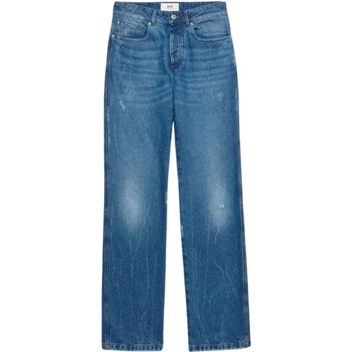 Mid-Washed Indigo Straight Fit Jeans , male, Sizes: W31, W33, W32 - Ami Paris - Modalova