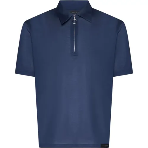 Cotton Polo Shirt with Zip , male, Sizes: 2XL, 4XL, XL, L, 3XL, M - Low Brand - Modalova