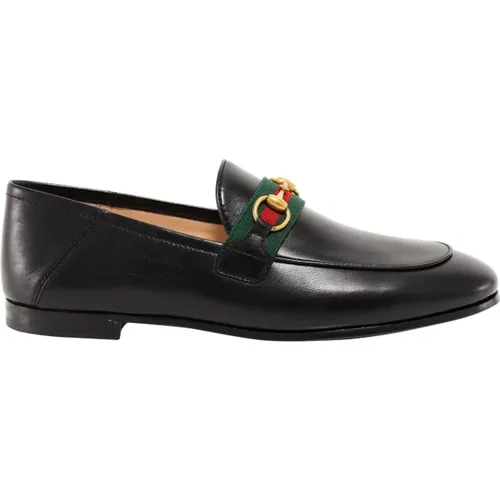 Leather Loafer with Tricolor Detail , female, Sizes: 8 UK - Gucci - Modalova