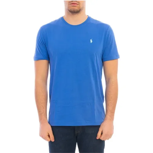 Maidstone Blaues Baumwoll-T-Shirt mit Besticktem Logo , Herren, Größe: M - Polo Ralph Lauren - Modalova