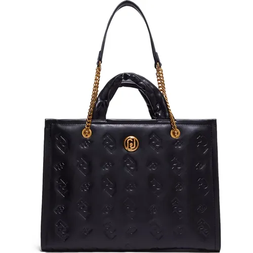 Embossed PU Shopping Bag with Chain Handles , female, Sizes: ONE SIZE - Liu Jo - Modalova