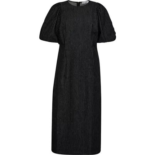 Denim Pin Puff Dress with Striped Print , female, Sizes: XS, XL, M, L, S - Co'Couture - Modalova