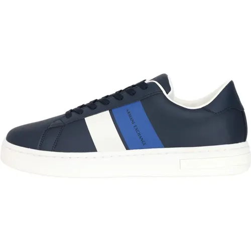 Blaue Sneakers mit Logo und Kontrastierenden Seitenbändern , Herren, Größe: 43 EU - Armani Exchange - Modalova