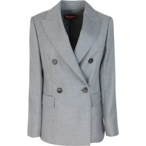 Grey Double-Breasted Wool Jacket , female, Sizes: S - Max Mara Studio - Modalova