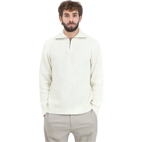 Weißer Strickpullover Halber Reißverschluss - Selected Homme - Modalova