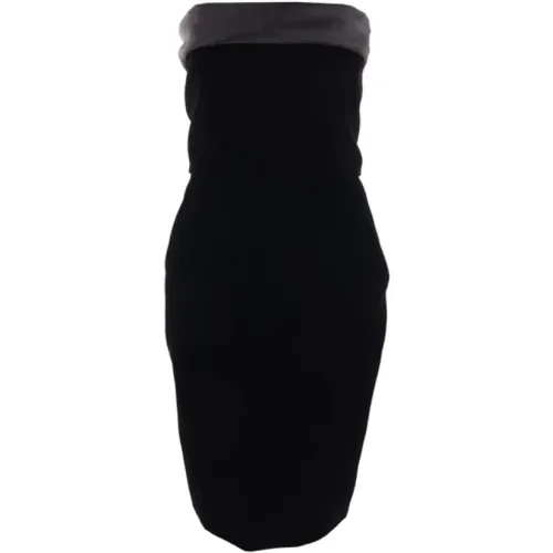 Velvet Bustier Dress with Straight Neckline and Draped Chest , female, Sizes: L - Saint Laurent - Modalova