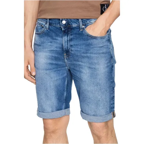 Blaue Denim Slim Fit Shorts - Calvin Klein - Modalova