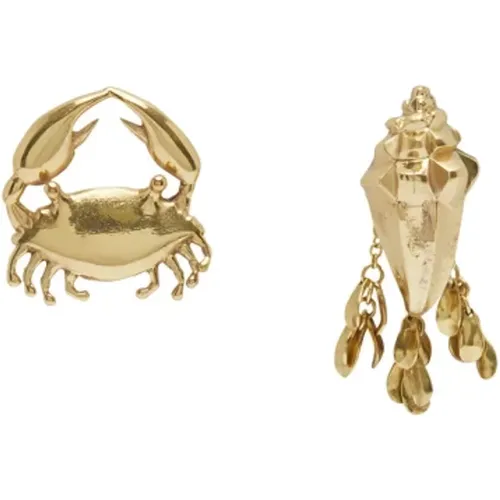 Gold Crab Shell Earrings , female, Sizes: ONE SIZE - Alemais - Modalova