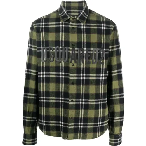 Plaid-print flannel shirt , male, Sizes: M - Dsquared2 - Modalova