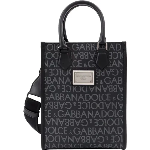 Logo Beschichtete Canvas- und Lederhandtasche - Dolce & Gabbana - Modalova