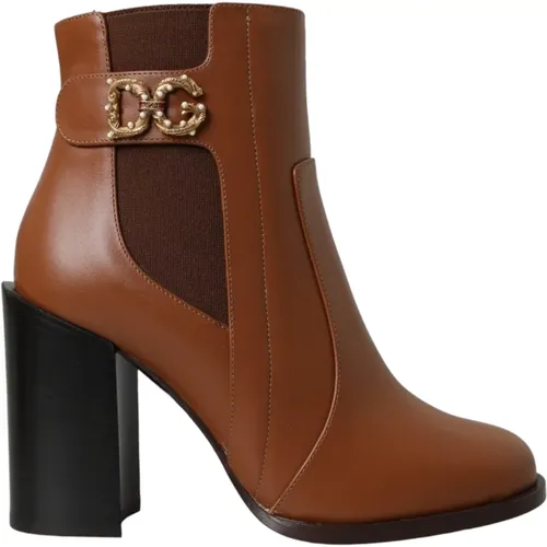 Leather Amore Heels Ankle Boots Shoes , female, Sizes: 3 1/2 UK - Dolce & Gabbana - Modalova