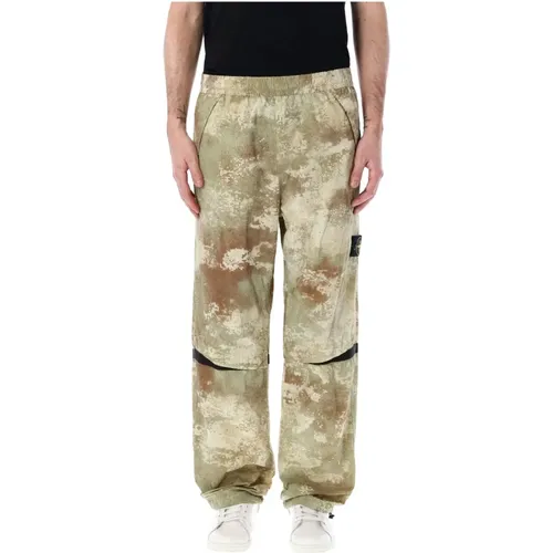 Mens Clothing Trousers Beige/camo Ss24 , male, Sizes: L, M - Stone Island - Modalova