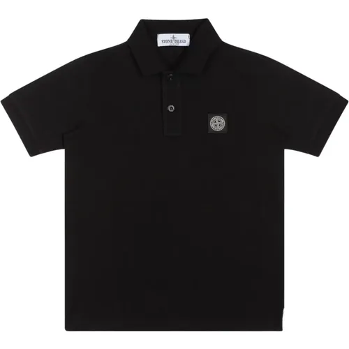 Schwarzes Logo Patch Polo Shirt - Stone Island - Modalova