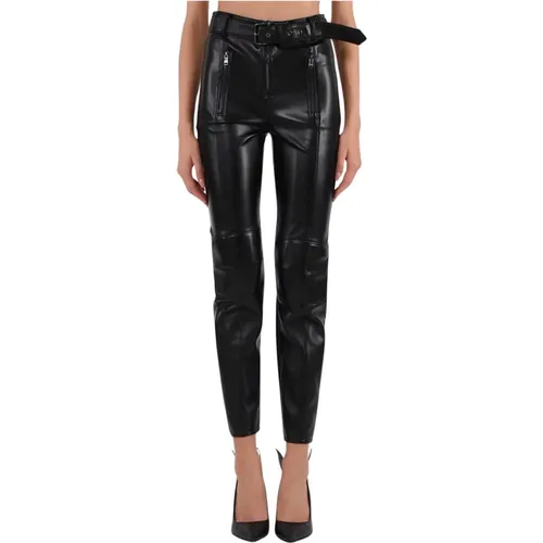 Slim Fit High Waist Faux Leather Biker Pants , female, Sizes: S, 2XS - PATRIZIA PEPE - Modalova