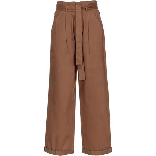 Wide Straight Leg Cotton Trousers , female, Sizes: 2XS, M, 3XS - pinko - Modalova