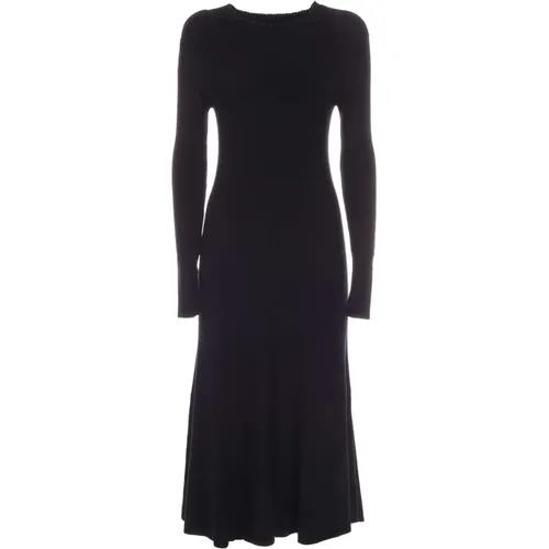 Ribbed Wool Blend Pleated Midi Dress , female, Sizes: M, S - DKNY - Modalova