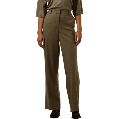 Elegante Mid Waist Hose Olive , Damen, Größe: S - Minus - Modalova