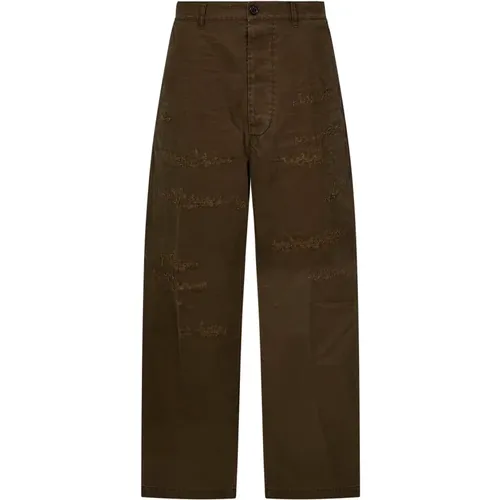 Ripped Cotton Trousers Aw24 , male, Sizes: M, L, S - Dsquared2 - Modalova