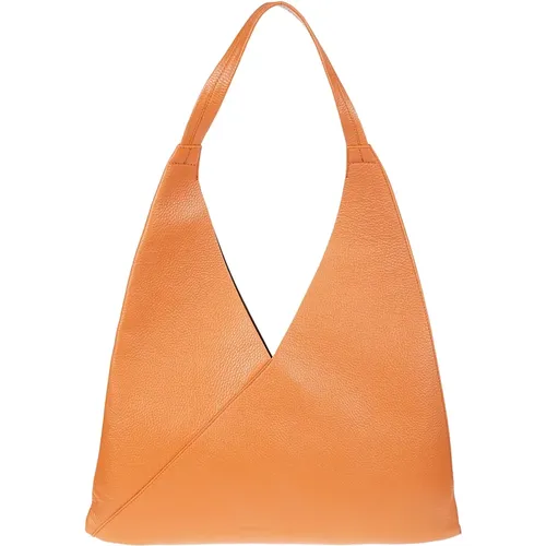 Orange Leather Triangle Design Hobo Bag , female, Sizes: ONE SIZE - Liviana Conti - Modalova