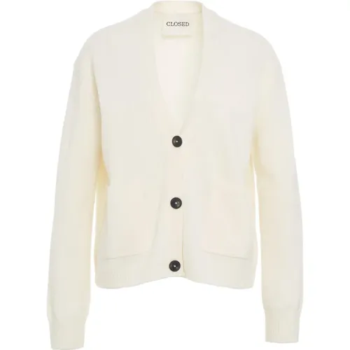 White Wool Cardigan Knitwear Aw24 , female, Sizes: XS, M, S - closed - Modalova