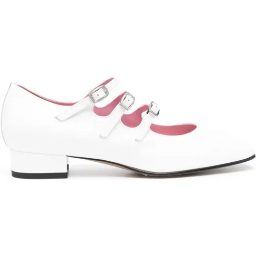 Weiße Mary-Jane Ballerina Flache Schuhe , Damen, Größe: 37 1/2 EU - Carel - Modalova