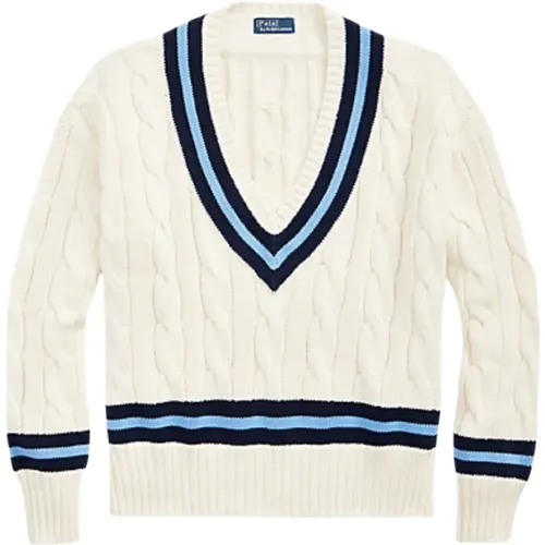 Twisted Knit Sweater for Women White Blue , female, Sizes: S, M, XL, L - Polo Ralph Lauren - Modalova
