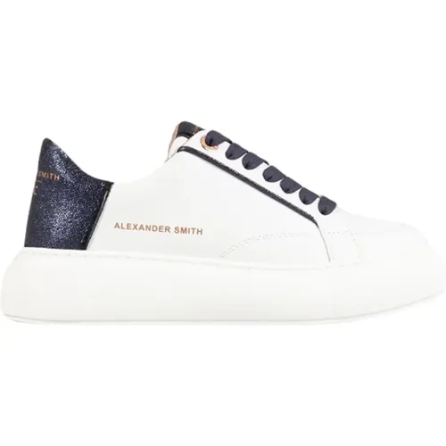 Umweltfreundliche Weiße Blaue Sneakers , Damen, Größe: 36 EU - Alexander Smith - Modalova