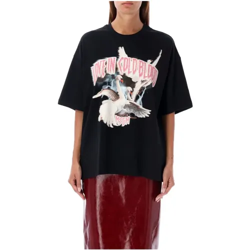 Schwarzes Grafikdruck T-Shirt Damenbekleidung , Damen, Größe: S - MSGM - Modalova