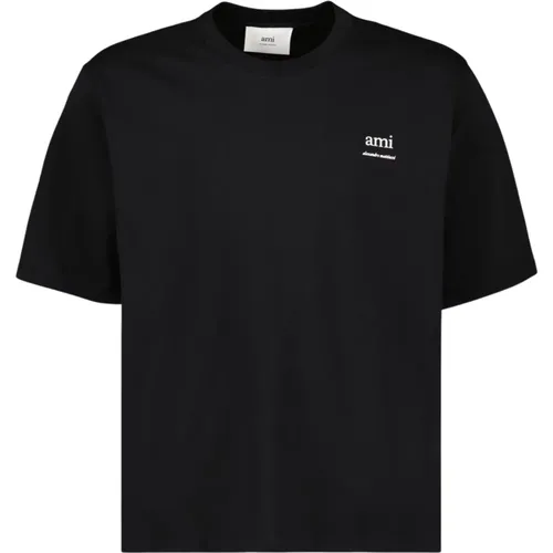 Besticktes Herz T-Shirt,Bio-Baumwoll T-Shirt,Besticktes Herz T-shirt - Ami Paris - Modalova