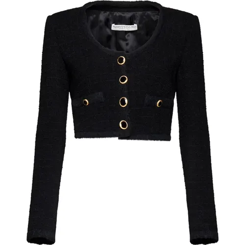 Tweed Boucle Cropped Jacket , female, Sizes: M - Alessandra Rich - Modalova