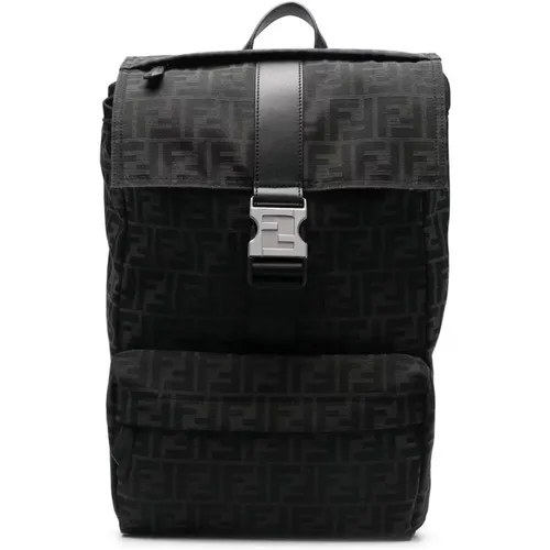 Dark Grey Jacquard FF Backpack , unisex, Sizes: ONE SIZE - Fendi - Modalova